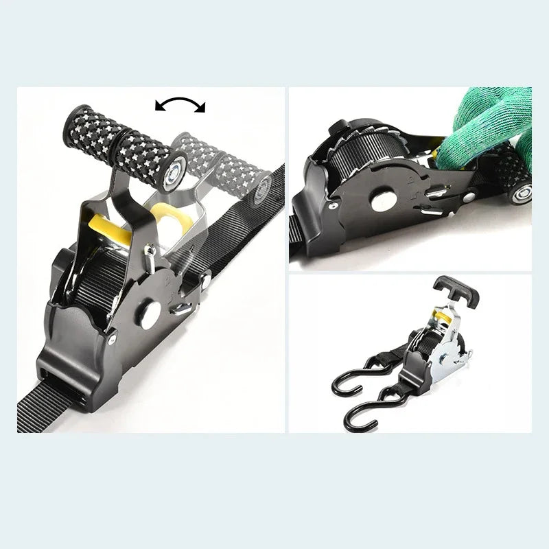 Convenient Retractable Ratchet Strap for Motorcycle Luggage