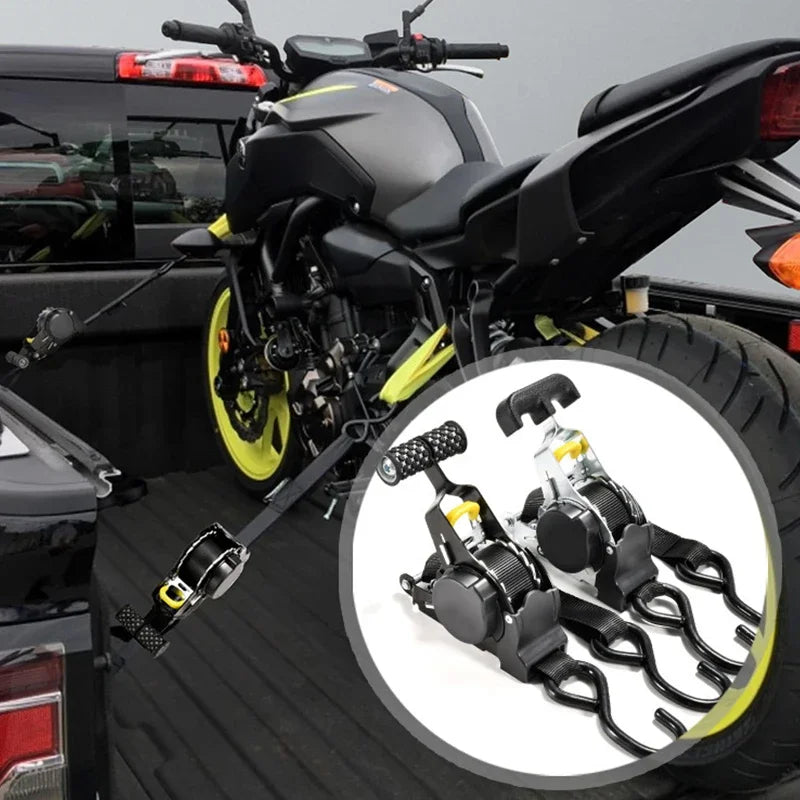 Convenient Retractable Ratchet Strap for Motorcycle Luggage