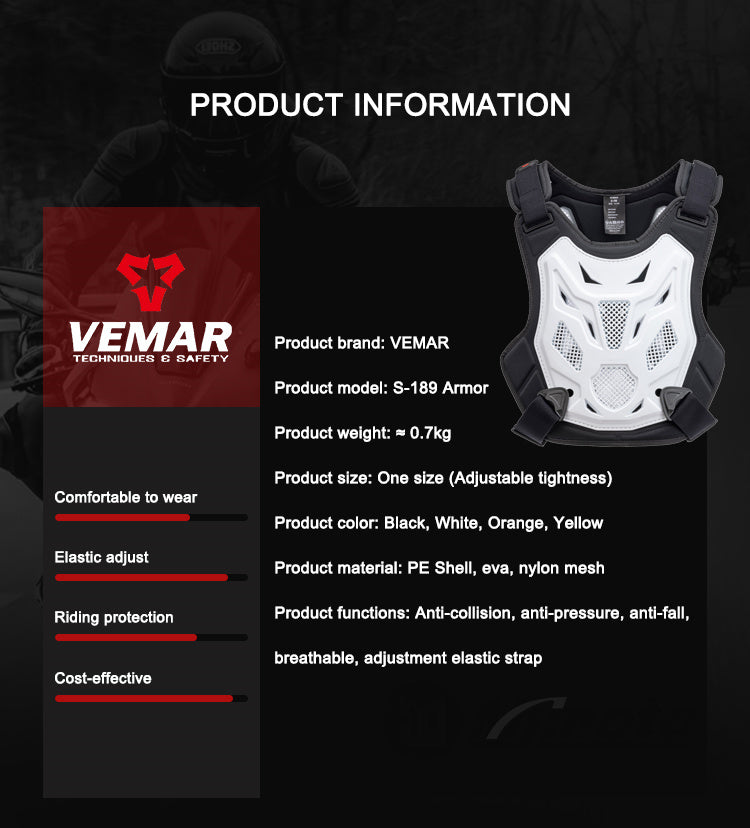 Motorcycle Body Armor by VEMAR - Anti-Fall Motocross Vest