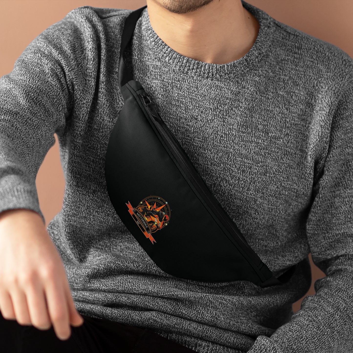 Black Motorcycle Fanny Pack - With Adjustable Strap for Bikers by Motorbike101