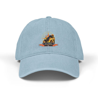 Denim Baseball Cap - Embroidered Motorbike101 Logo