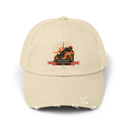 Distressed Baseball Cap - Beige Vintage Motorcyle Hat by Motorbike101