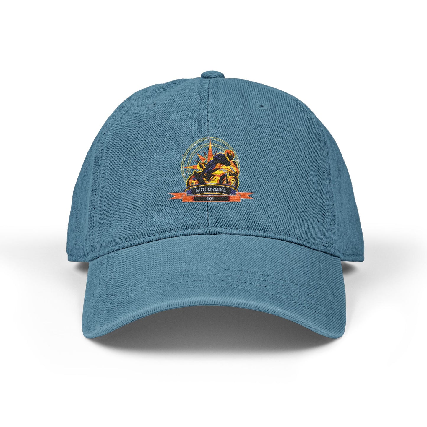 Denim Baseball Cap - Embroidered Motorbike101 Logo