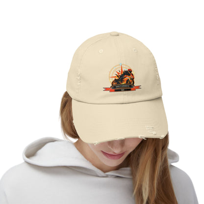 Distressed Baseball Cap - Beige Vintage Motorcyle Hat by Motorbike101