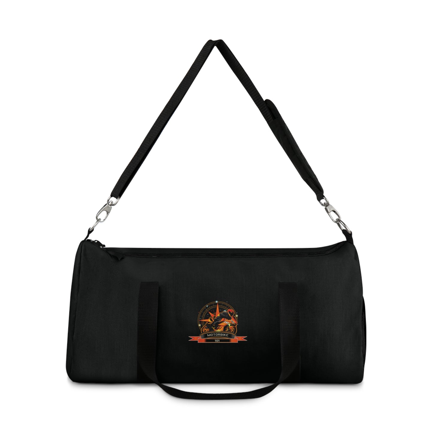 Black Duffle Bag - Gym Bag with Shoulder Strap for Bikers by Motorbike101