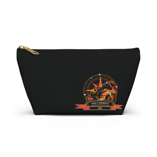 Black Canvas Travel Pouch - Motorcycle Enthusiast Cosmetic Bag by Motorbike101