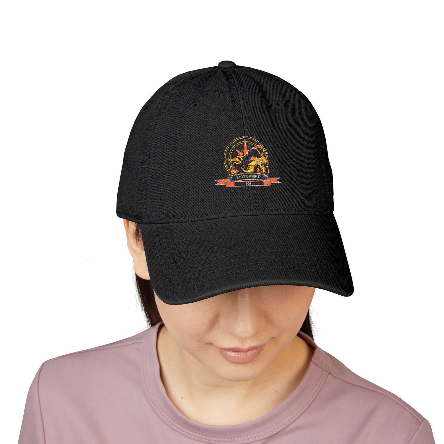 Denim Baseball Cap - Embroidered Motorbike101 Logo