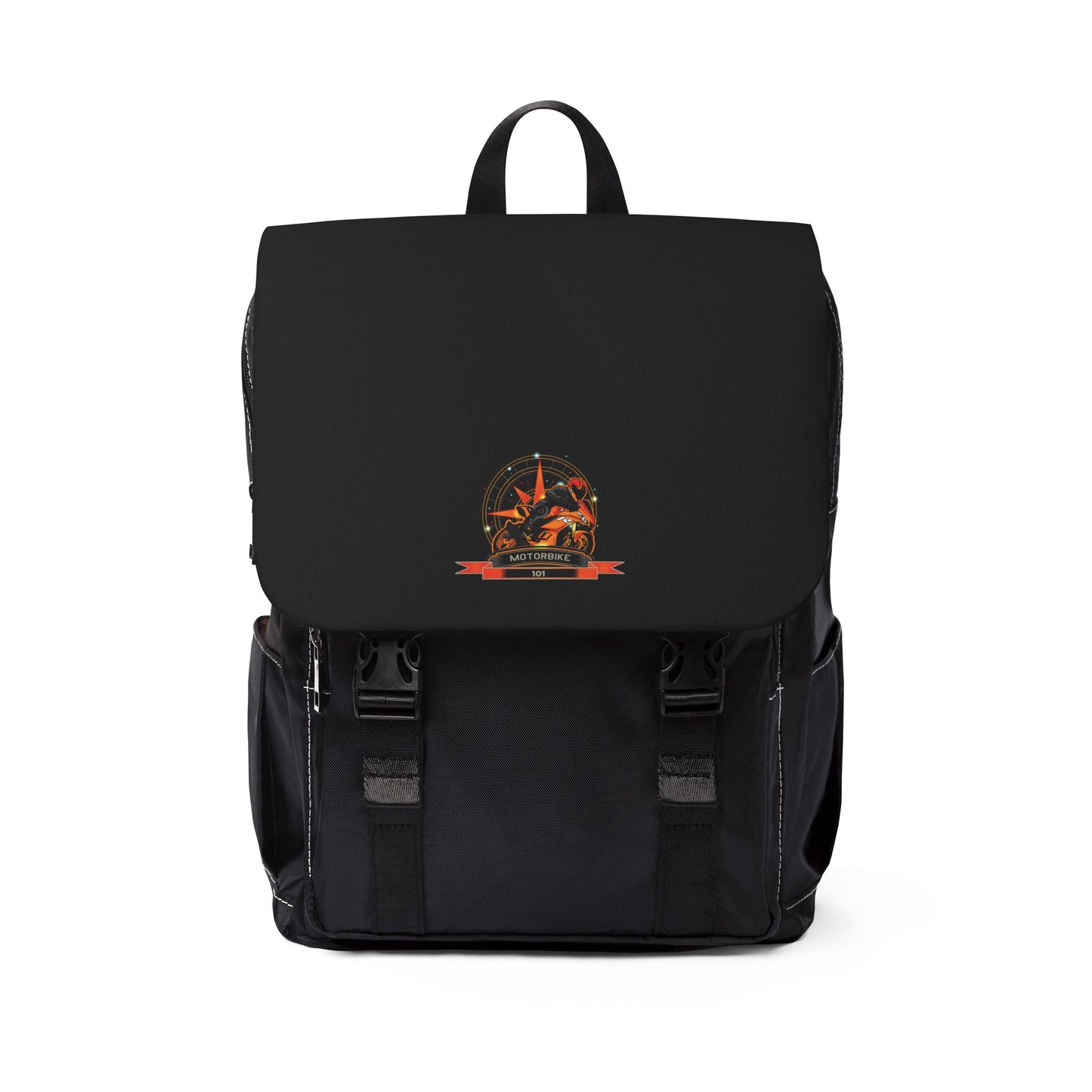 Black Canvas Motorcycle Backpack - Unisex Bag by Motorbike101