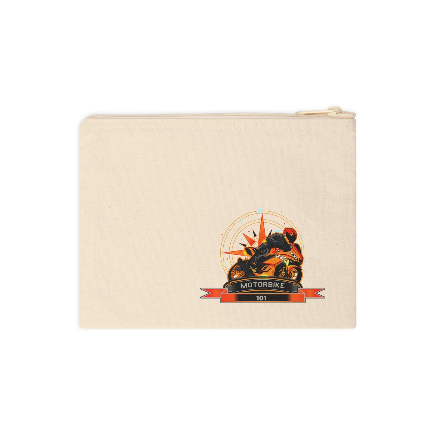 Natural Canvas Zipper Pouch - Wristlet Bag with Handle by Motorbike101