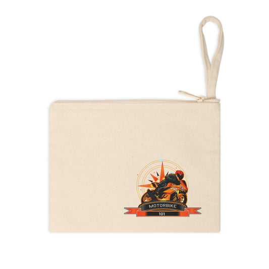 Natural Canvas Zipper Pouch - Wristlet Bag with Handle by Motorbike101