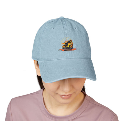 Denim Baseball Cap - Embroidered Motorbike101 Logo