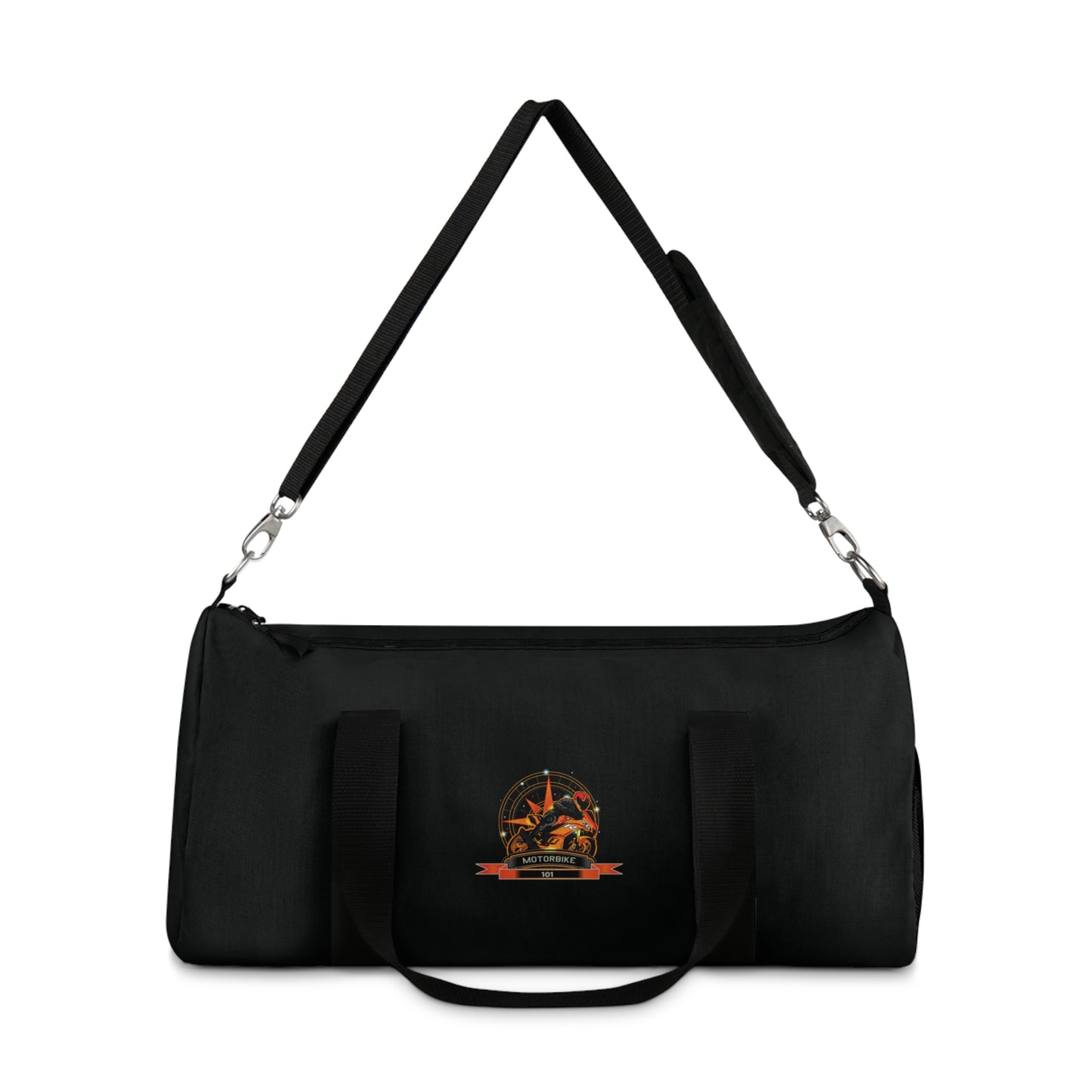 Black Duffle Bag - Gym Bag with Shoulder Strap for Bikers by Motorbike101