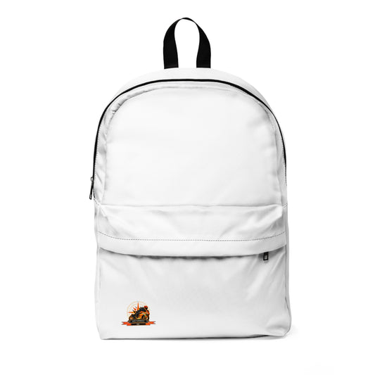 White Classic Backpack - Minimalist Bag by Motorbike101