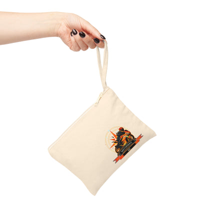 Natural Canvas Zipper Pouch - Wristlet Bag with Handle by Motorbike101