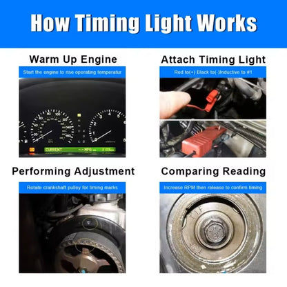 Ignition Timing Tester for Motorcycles & Cars – Portable Engine Diagnostic Tool with Light Indicators for Precision Tuning