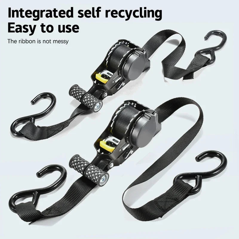 Convenient Retractable Ratchet Strap for Motorcycle Luggage