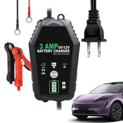 6V/12V Trickle Charger - Automotive Battery Maintainer for Travel