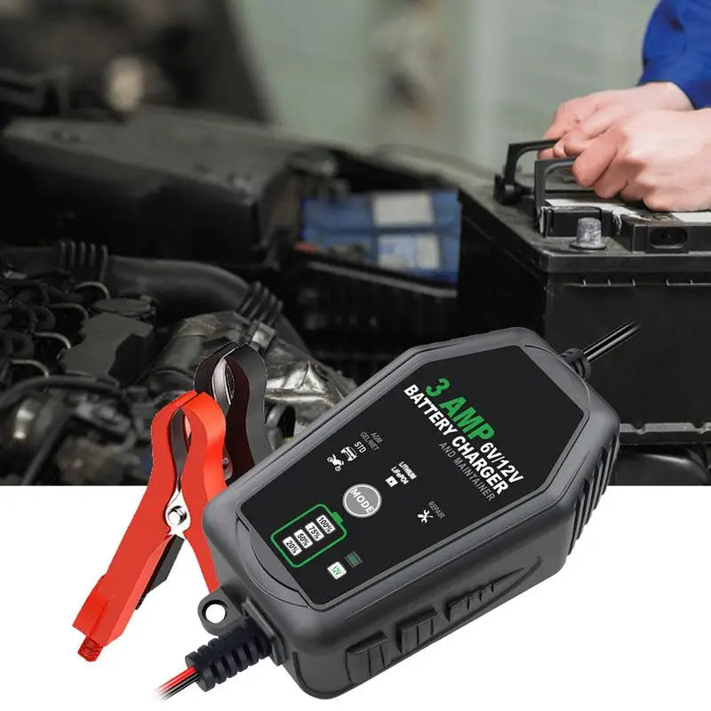 6V/12V Trickle Charger - Automotive Battery Maintainer for Travel