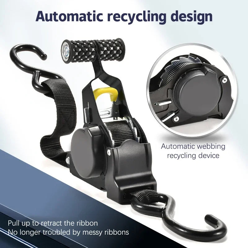 Convenient Retractable Ratchet Strap for Motorcycle Luggage