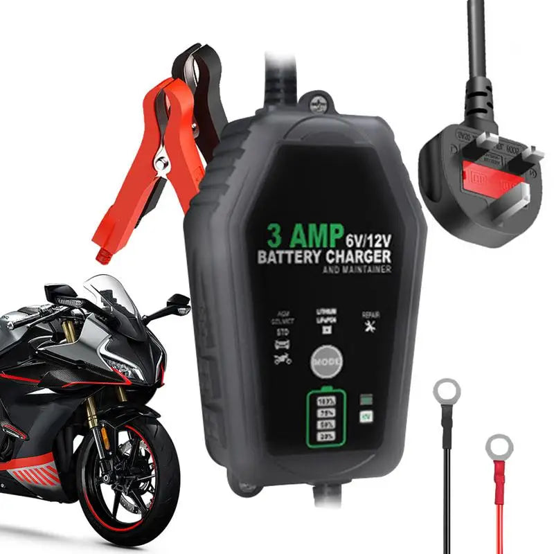 6V/12V Trickle Charger - Automotive Battery Maintainer for Travel