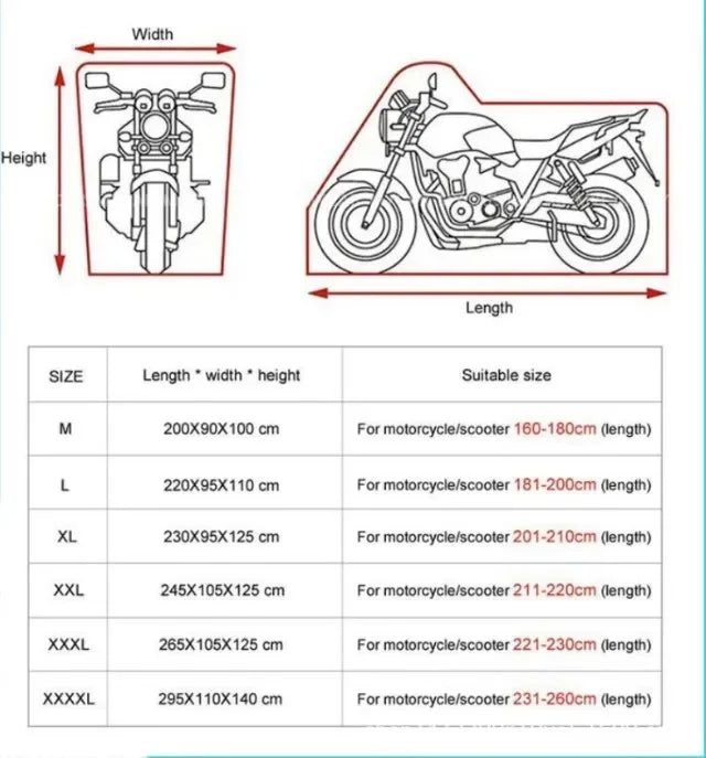 190T Motorcycle Cover Waterproof Outdoor Protection